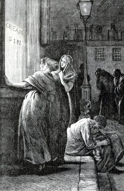 Ženy a pití ginu, 19. století od English School