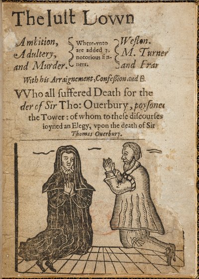 Dřevoryt na téma vraždy sira Thomase Overburyho. Sir Thomas Overbury byl anglický básník a esejista, známý také tím, že se stal obětí vraždy, která vedla ke skandálnímu procesu. od English School