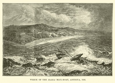 Vrak lodi Maria Mail-boat, Antigua, 1826 od English School
