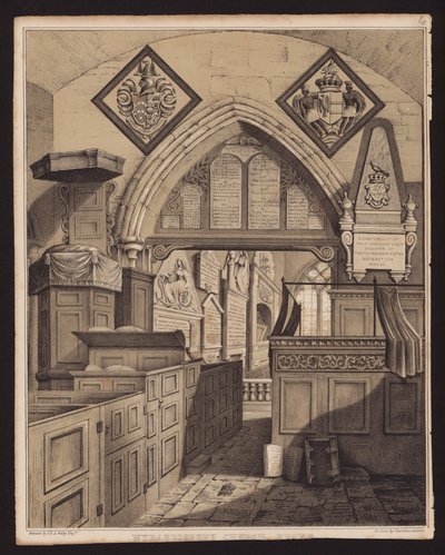 Kostel Wyrardisbury, Bucks (rytina) od English School