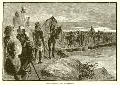 Xerxes překračující Hellespont od English School