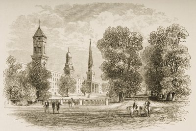 Yale College, New Haven, kolem roku 1870, z „American Pictures“ vydané společností Religious Tract Society, 1876 od English School