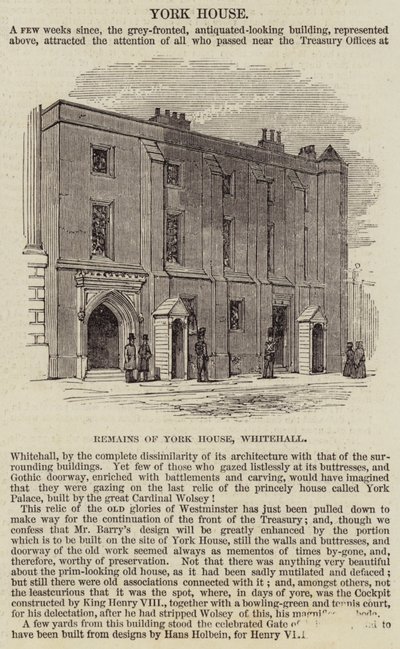 York House, Whitehall (rytina) od English School