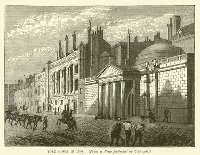 York House v roce 1795, z pohledu publikovaného Colnaghi (rytina) od English School