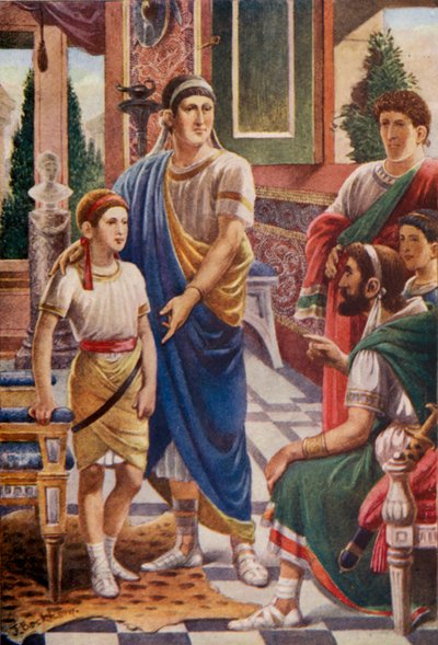 Mladý Cato a přítel jeho strýce Silo (barevná litografie) od English School
