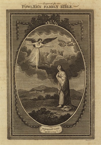 Zachariášovo vidění, Zachariáš, kapitola 1, verš 18 (rytina) od English School