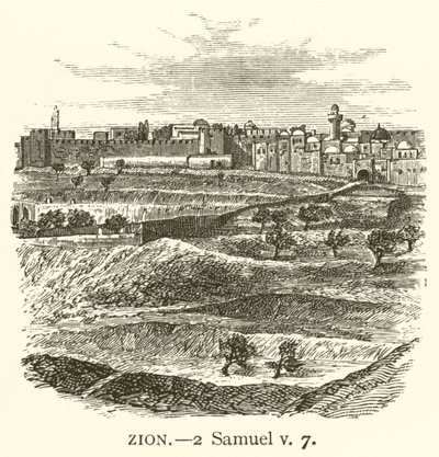 Sion, 2 Samuel, v, 7 (rytina) od English School