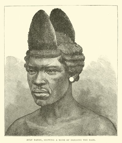 Zulu dandy, ukazující způsob oblékání vlasů od English School