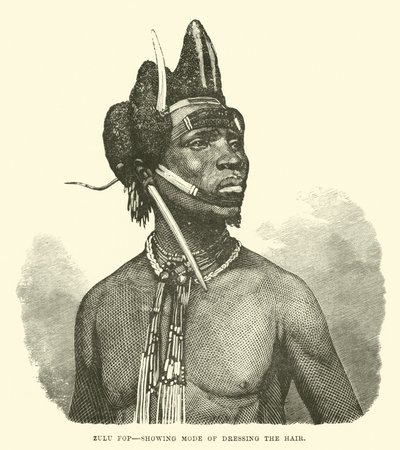 Zulu fop, ukazuje způsob oblékání vlasů od English School