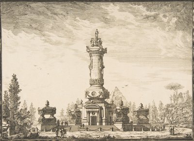 Perspektivní pohled na pohřební sloup určený k pohřbu..., 1746-50. od Ennemond Alexandre Petitot