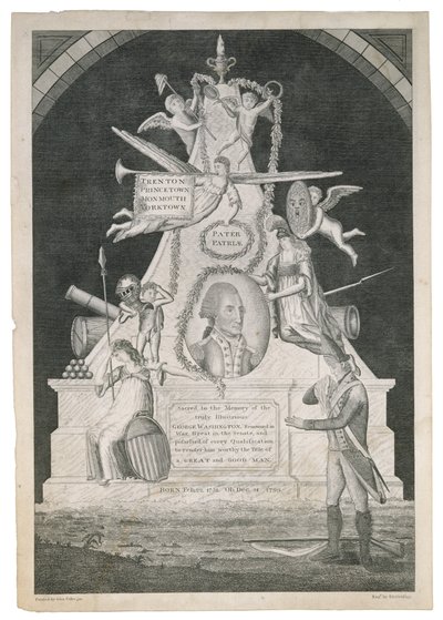 Pater Patriae, c. 1800 (tečkovaná a čárová rytina s leptáním na tkaný papír) od Enoch G. Gridley