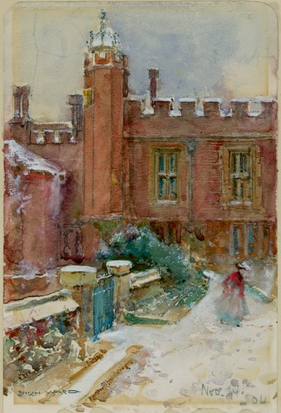 Postava ve sněhu v paláci Hampton Court, 24. listopadu 1904 (akvarel na papíře) od Enoch Ward