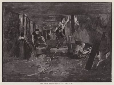 Horníci pracující pod zemí na porubu (litho) od Enoch Ward