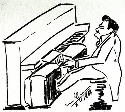 Autokarikatura lyrického zpěváka Enrica Carusa v klavíru od Enrico Caruso