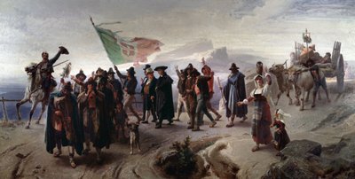 Risorgimento: “”Anexe regionu Abruzzo ke sjednocené Itálii v roce 1861”” (Připojení regionu Abruzzo ke sjednocené Itálii v roce 1861) Malba Enrica Gamba (1831-1883) Rozměr 104x207 cm Genes, Galleria d