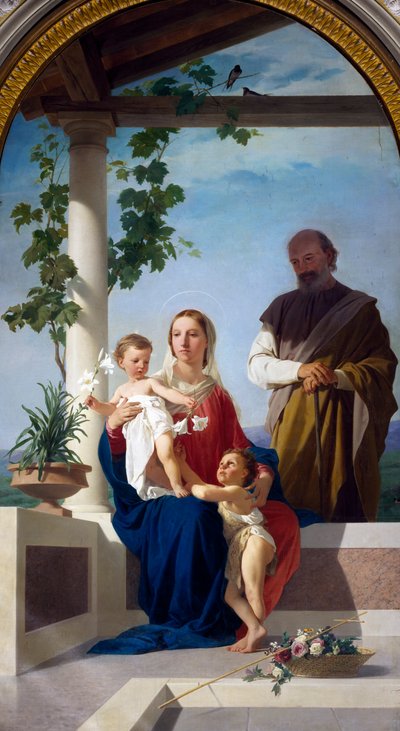 Svatá rodina, Enrico Pollastrini (1817-1876), svatyně Madonna della Stella, Montefalco, Umbria, Itálie od Enrico Pollastrini