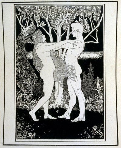Adam a Eva (nevinnost), z knihy Juda ilustrované Ephraimem Mosesem Lilienem (1874-1925). Lilian je považován za otce sionistické ikonografie vytvořené ve stylu Jugendstil (německá secese). Ilustroval „Juda“ (1900), biblickou knihu od Ephraim Moses Lilien