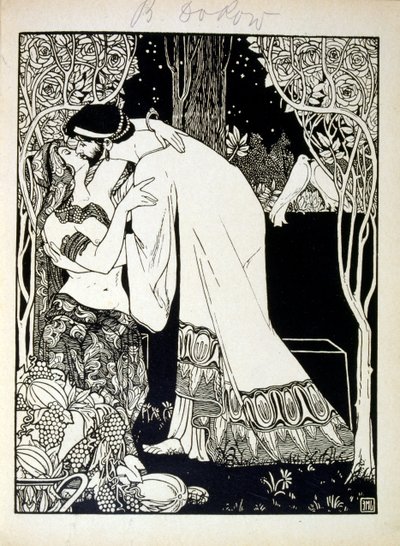 Solomon and Sheba, z knihy Judah ilustrované Ephraim Moses Lilien (1874-1925). Lilian je považován za otce sionistické ikonografie vytvořené ve stylu Jugendstil (německá secese). Ilustroval knihu „Juda“ (1900), knihu biblické poezie od Ephraim Moses Lilien