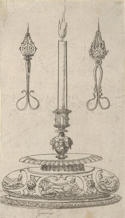 Design pro svícen s ořezávačem knotu svíček, 1560-70. od Erasmus Hornick