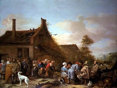 Veselí rolníci před hostincem od Erasmus de Bie