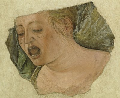 Hlava Marie Magdalény Plačící, z Ukřižování od Ercole de Roberti