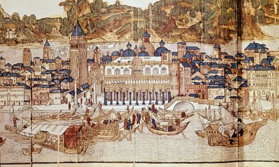 Pohled na Benátky (Dóžecí palác, náměstí sv. Marka) (xylografie od Erhard Reuwich