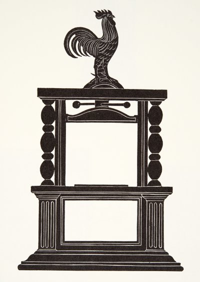 Cockerel a tiskařský lis od Eric Gill