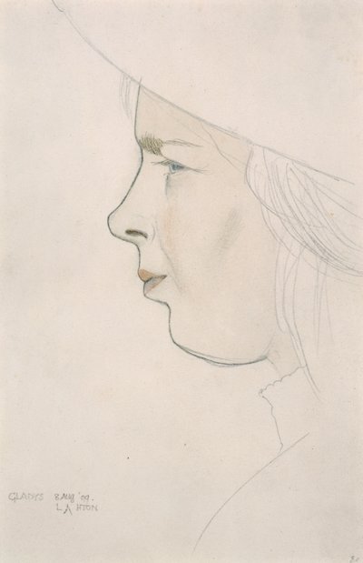 Portrét umělcovy sestry Gladys Laughton, 8. srpna 1909 (tužka a barevné mytí) od Eric Gill