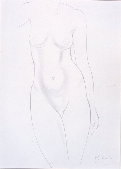 Torzo (tužka na papíře nalepená na kartě) od Eric Gill