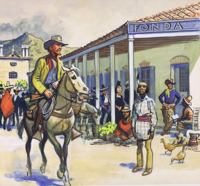 La Fonda, Santa Fe (kvaš na papíře) od Eric Parker