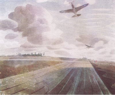 Pohled na dráhu, 1941, z British Adventure vydané Collinsem, 1947 od Eric Ravilious