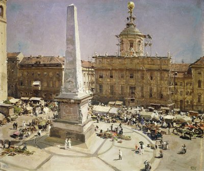 Piazza Santa Maria Maggiore, Řím (olej na plátně) od Erich Kips