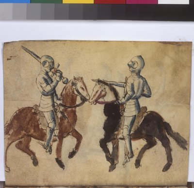 Vollseite: Fechtszene zu Pferd, Mitte des 15. Jahrhunderts von Erich Lessing