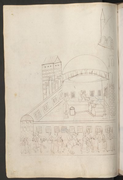 Federzeichnung: Innenhof einer Moschee von Erich Lessing