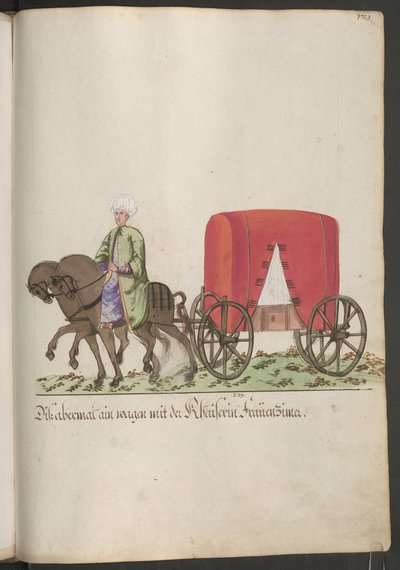Sultánský kočár, kočár pro dvorní dámy; kočár se dvěma koňmi a jezdcem. od Erich Lessing