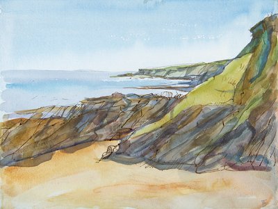 Rocky Beach on the Roseland (pero, inkoust a wc na papíře) od Erin Townsend