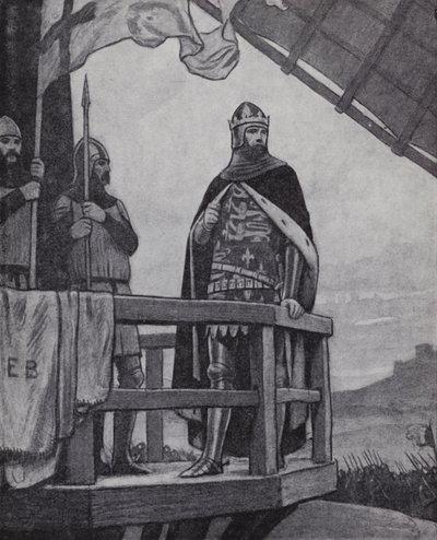Král Edward III v bitvě u Crecy, Francie, 26. srpna 1346 (litho) od Ernest (after) Board