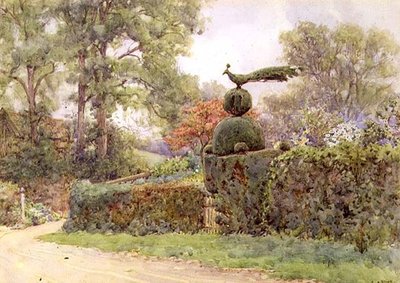 The Old Yew Hedge, Speldhurst, Kent (akvarel) od Ernest Arthur Rowe