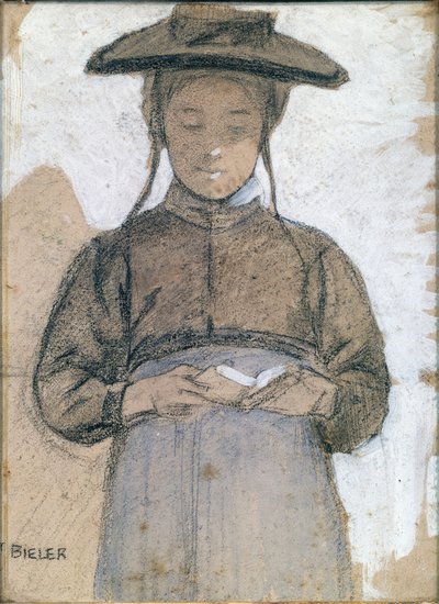 Mladá žena z Valais si čte misál od Ernest Bieler
