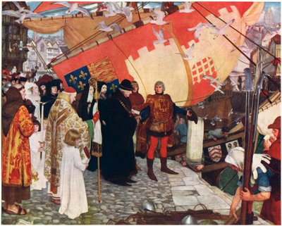 Odchod Johna a Sebastiana Cabotových z Bristolu v roce 1497, c1900-1930 od Ernest Board