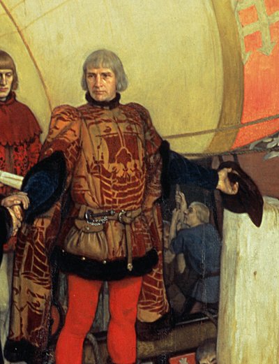 Odjezd Johna a Sebastiana Cabotových z Bristolu na jejich první objevné plavbě v roce 1497 od Ernest Board
