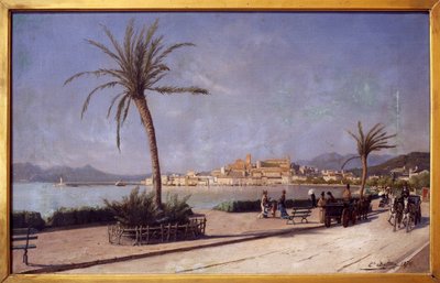 Procházka po Croisette de Cannes. Obraz Ernesta Buttury (1841-1920), olej na plátně od Ernest Buttura
