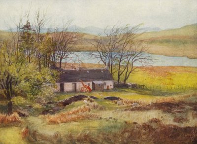 Chata správce u jezera Loch Wee (barevná litografie) od Ernest Edward Briggs