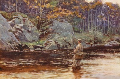 Lov pstruhů v Galloway (barevná litografie) od Ernest Edward Briggs