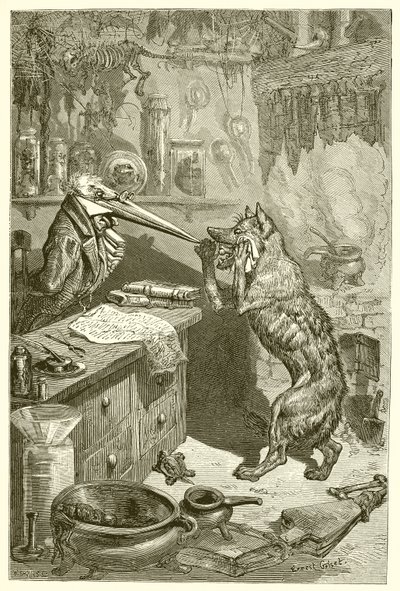 Vlk a jeřáb od Ernest Henry Griset