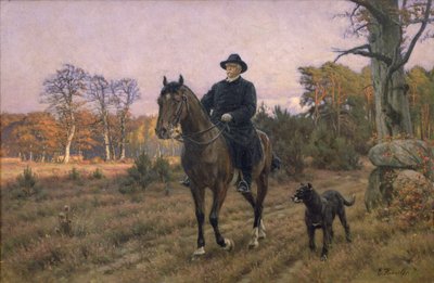 Bismarck na koni se psem (olejotisk) od Ernest Henseler