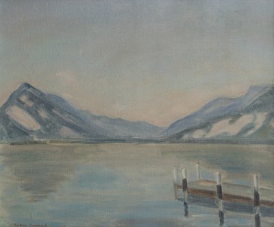 Thun-järvi (öljy kankaalle) od Ernest Hiram Brülhart
