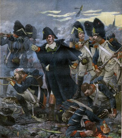 Generál Pierre Cambronne (1770-1842) po boku svých vojáků v bitvě u Waterloo - rytina po Delahaye, Ernest Jean (1855-1921) - od Ernest Jean Delahaye