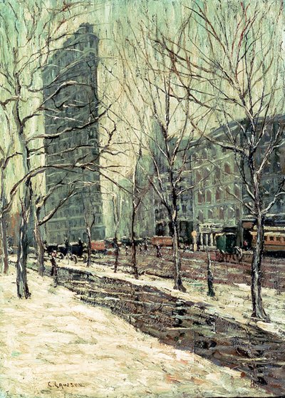 The Flatiron Building, New York, c.1903-05 (olej na palubě) od Ernest Lawson