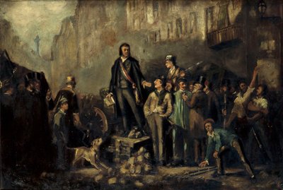 Alphonse Baudin (1811-51) na barikádě Faubourg Saint-Antoine 3. prosince od Ernest Louis Pichio